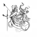 Perseus attacks Medusa tattoo design idea