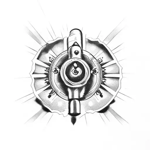 Revolver Gun with Roses as Bullets tattoo design idea