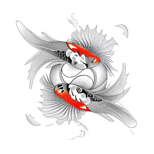 Two Koi Fish Spinning in Ying and Yang Pattern tattoo design idea