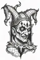 jester crying in a tower tattoo design idea