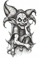 jester crying in a tower tattoo design idea