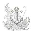 Waves and anchor tattoo design idea