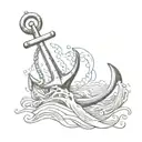 Waves and anchor tattoo design idea