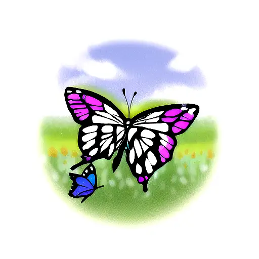 adhd butterfly in a field tattoo design idea