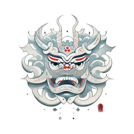 japanese oni mask  tattoo design idea