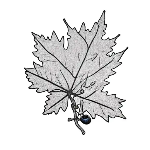 bouquet of Saskatoon berries, maple leaves, juniper branches with berries and eucalyptus  tattoo design idea
