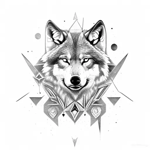alpha wolf with shadow pack tattoo design idea
