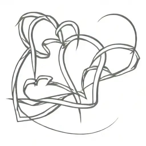 3 intertwined hearts tattoo design idea