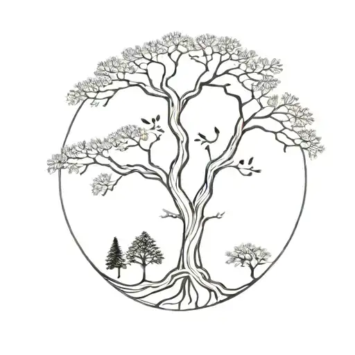 tree 3 sisters tattoo design idea