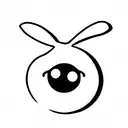 2D white rabbit with big black alien eye side view tattoo design idea