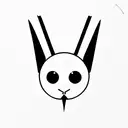 2D white rabbit with big black alien eye side view tattoo design idea