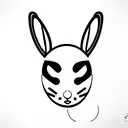 2D white rabbit with big black alien eye side view tattoo design idea