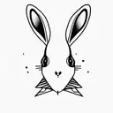 2D white rabbit with big black alien eye side view tattoo design idea
