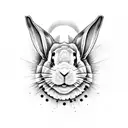 2D white rabbit with big black alien eyes tattoo design idea