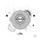 arabic moon, sun, and stars tattoo design idea