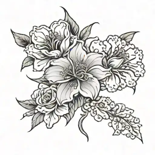 one stem with three flowers growing out of it evolving from life to death going left to right    tattoo design idea