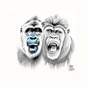 Gorilla fighting with a lion  tattoo design idea