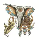 elephant key dreamcatcher tattoo design idea