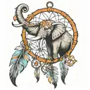 elephant key dreamcatcher tattoo design idea