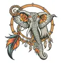 elephant key dreamcatcher tattoo design idea