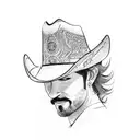cowboy hat with tiara tattoo design idea