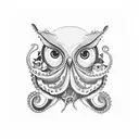 sleeve with octopus, goose, owl and fox tattoo design idea