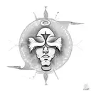 a microrealism version of the falling od icarus, but the image is reflected so there's two icarus" tattoo design idea