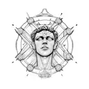 a microrealism version of the falling od icarus, but the image is reflected so there's two icarus" tattoo design idea