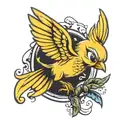 tweety bird flying away tattoo design idea