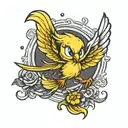 tweety bird flying away tattoo design idea