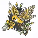 tweety bird flying away tattoo design idea