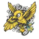 tweety bird flying away tattoo design idea