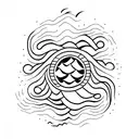 nature based minimal tattoo, with waves, mountains, tattoo design idea