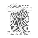 nature based minimal tattoo, with waves, mountains, tattoo design idea