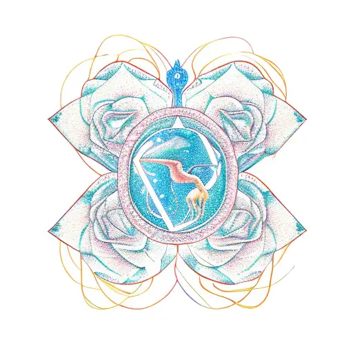Sagittarius , Aquarius,  and leo intertwined in a heart shaped rose vines tattoo design idea