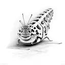 Name Dwayne with caterpillar crawling on the letter D  tattoo design idea