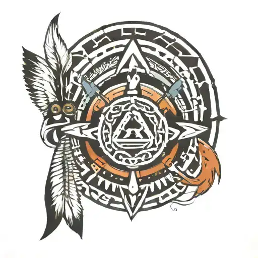 navajo tribal band with ace symbol shaded next to it tattoo design idea