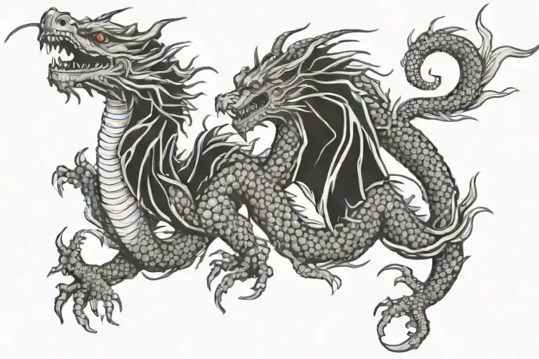 Love in Japanese dragon tattoo design idea