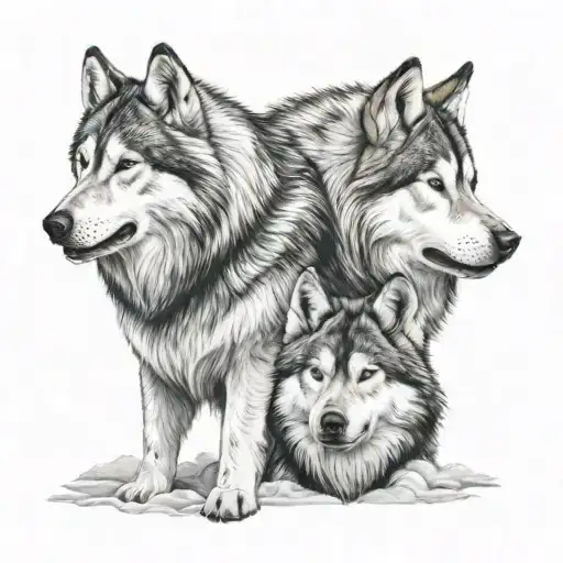 malamute 2 wolves skoll nordic wolves tattoo design idea