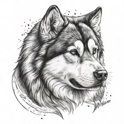 malamute tattoo design idea