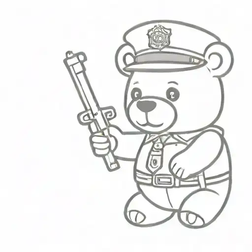 manhattan company teddy bear holding cop hat  tattoo design idea