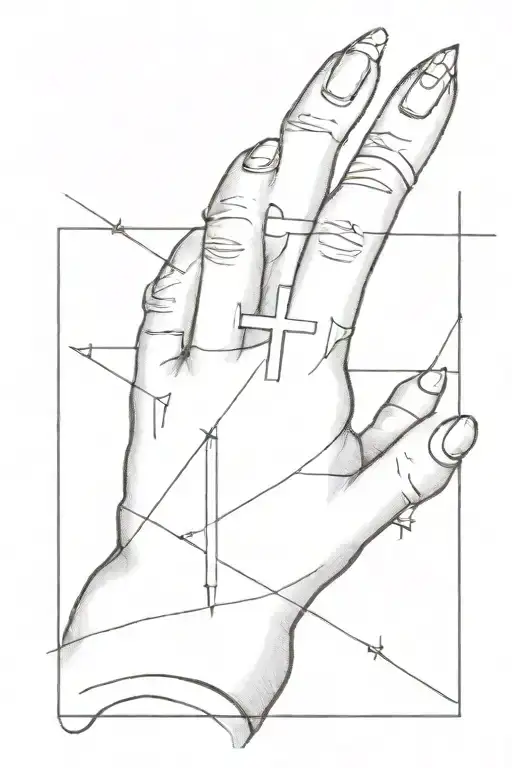 3 nails cross outline tattoo design idea