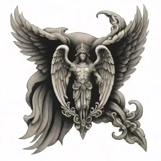 Saint Micheal wings only tattoo design idea