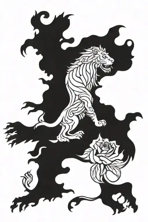 The England 3 lions and rose intertwined tattoo design idea