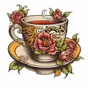 tea cup tattoo design idea