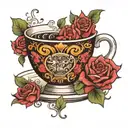 tea cup tattoo design idea