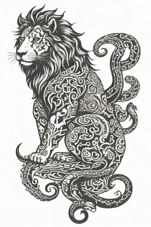 lion wolf lord god shiva snake nature chakra  tattoo design idea