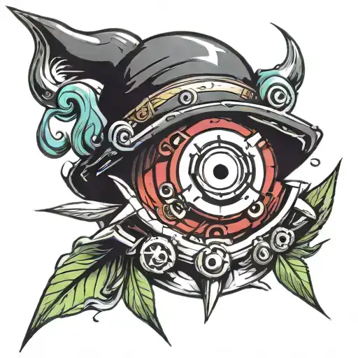 One piece hat and sharingan eye tattoo design idea