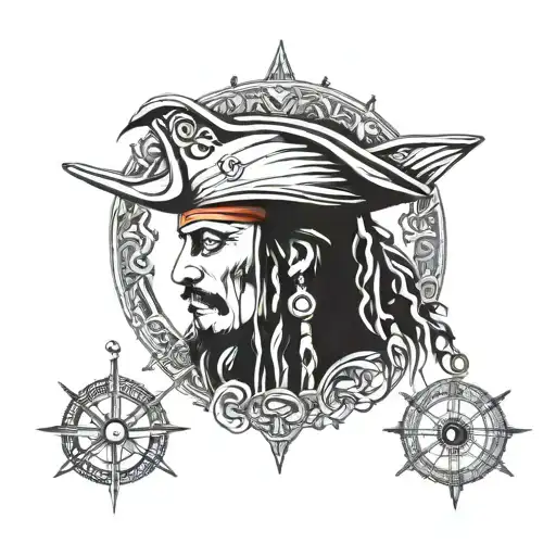 jack sparrow tattoo design featuring iconic symbols tattoo design idea
