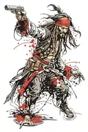 captain jack sparrow with black pearl  tattoo design idea